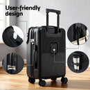 Wanderlite 20" Luggage Suitcase Front Pocket Travel Carry On TSA Black - RnR Galore