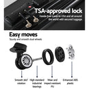 Wanderlite 24" 66cm Luggage Trolley Travel Set Suitcase Carry On Hard Case TSA Lock Lightweight Black - RnR Galore
