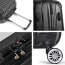 Wanderlite 24" 66cm Luggage Trolley Travel Set Suitcase Carry On Hard Case TSA Lock Lightweight Black - RnR Galore
