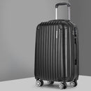 Wanderlite 24" 66cm Luggage Trolley Travel Set Suitcase Carry On Hard Case TSA Lock Lightweight Black - RnR Galore