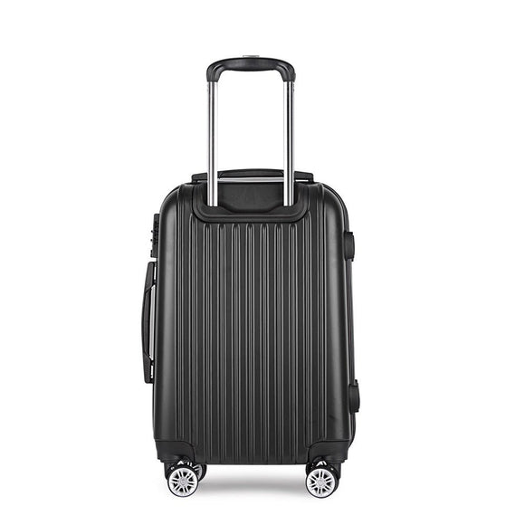 Wanderlite 28" 75cm Luggage Trolley Travel Set Suitcase Carry On Hard Case TSA Lock Lightweight Black - RnR Galore