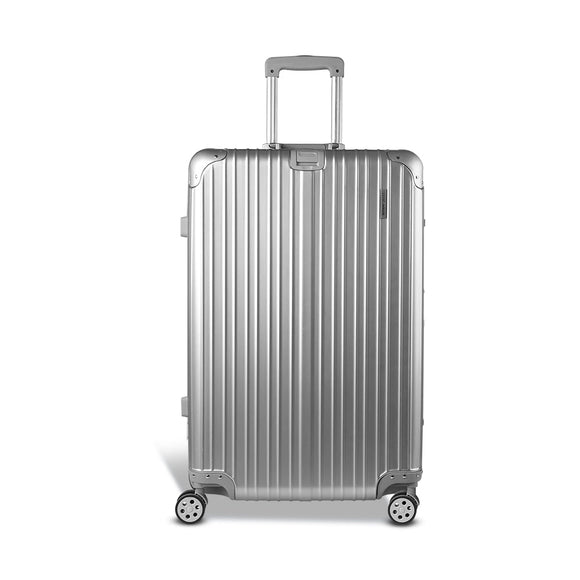 Wanderlite 28" Luggage Trolley Travel Suitcase Set TSA Carry On Lightweight Aluminum Silver - RnR Galore