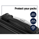 Wanderlite 2pc Luggage Trolley Set Suitcase Travel TSA Carry On Hard Case Lightweight Black - RnR Galore
