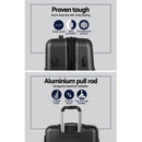 Wanderlite 2pc Luggage Trolley Set Suitcase Travel TSA Carry On Hard Case Lightweight Black - RnR Galore