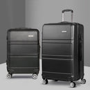 Wanderlite 2pc Luggage Trolley Set Suitcase Travel TSA Carry On Hard Case Lightweight Black - RnR Galore