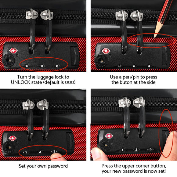 Wanderlite 2pc Luggage Trolley Travel Set Suitcase Carry On TSA Hard Case Lightweight Red - RnR Galore