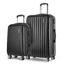 Wanderlite 2pcs Luggage Trolley Set Travel Suitcase Carry On Hard Case Lightweight Black - RnR Galore
