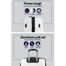 Wanderlite 3pc Luggage Trolley Set Suitcase Travel TSA Carry On Hard Case Lightweight White - RnR Galore