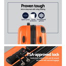 Wanderlite 3pc Luggage Trolley Travel Set Suitcase Carry On TSA Lock Hard Case Lightweight Orange - RnR Galore