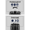 Wanderlite 3pc Luggage Trolley Travel Suitcase Set TSA Hard Case Lightweight Black - RnR Galore