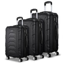 Wanderlite 3pc Luggage Trolley Travel Suitcase Set TSA Hard Case Lightweight Black - RnR Galore