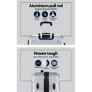 Wanderlite 3pc Luggage Trolley Travel Suitcase Set TSA Hard Case Shell Strap Silver - RnR Galore