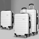 Wanderlite 3pcs Luggage Trolley Travel Suitcase Set TSA Hard Shell Case Strap White - RnR Galore