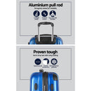 Wanderlite 3pcs LuggageTrolley Set Travel Suitcase Storage Organiser Carry On Hard Case TSA Lightweight Blue - RnR Galore