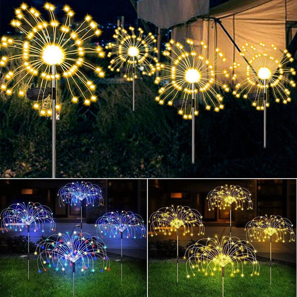 Warm White Fireworks 120 LED Fairy String Lights Starburst Solar Xmas Garden Night Lamp Hot NEW - RnR Galore