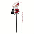 Warm white light Solar Powered Christmas Garden Stake - Metal Santa Claus with Glowing Lantern - Warm White LED Outdoor Decoration - 82cm Height - RnR Galore