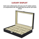 Watch Box - 24 Slot Luxury Display Case With Framed Glass Lid - RnR Galore