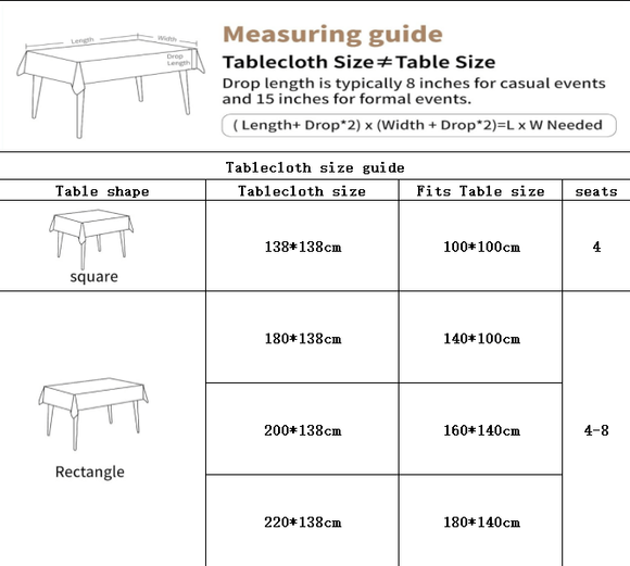 Waterproof Oilproof Washable Heat - Resistant PVC Tablecloth - 5 Patterns & Sizes for Home, Restaurant & Picnic Dining（A,180*138） - RnR Galore