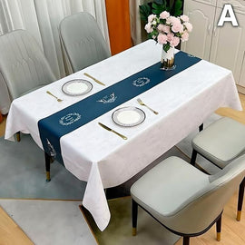 Waterproof Oilproof Washable Heat - Resistant PVC Tablecloth - 5 Patterns & Sizes for Home, Restaurant & Picnic Dining（E,200*138） - RnR Galore