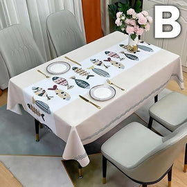 Waterproof Oilproof Washable Heat - Resistant PVC Tablecloth - 5 Patterns & Sizes for Home, Restaurant & Picnic Dining（E,220*138） - RnR Galore