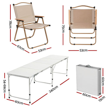 Weisshorn 7pc Camping Table Chair Set Outdoor Folding Aluminium Portable Picnic - RnR Galore