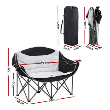 Weisshorn Camping Chair Double Folding Moon Chair Portable Seat 240KG - RnR Galore