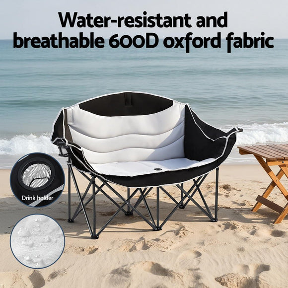 Weisshorn Camping Chair Double Folding Moon Chair Portable Seat 240KG - RnR Galore