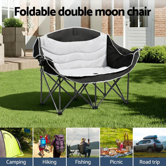 Weisshorn Camping Chair Double Folding Moon Chair Portable Seat 240KG - RnR Galore