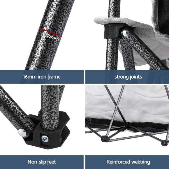 Weisshorn Camping Chair Double Folding Moon Chair Portable Seat 240KG - RnR Galore