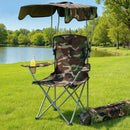 Weisshorn Camping Chair With Canopy Folding Outdoor Portable Seat Lightweight Beach Picnic Fishing Capacity 120KG Army Green - RnR Galore