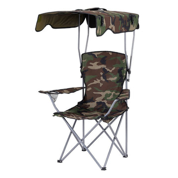 Weisshorn Camping Chair With Canopy Folding Outdoor Portable Seat Lightweight Beach Picnic Fishing Capacity 120KG Army Green - RnR Galore
