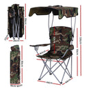 Weisshorn Camping Chair With Canopy Folding Outdoor Portable Seat Lightweight Beach Picnic Fishing Capacity 120KG Army Green - RnR Galore
