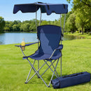 Weisshorn Camping Chair With Canopy Folding Outdoor Portable Seat Lightweight Beach Picnic Fishing Capacity 120KG Navy Blue - RnR Galore