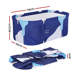 Weisshorn Foldable Bathtub PVC Spa Bucket Inflatable Cushion 114x62cm Navy Blue - RnR Galore