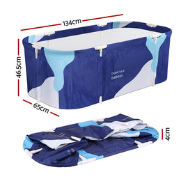 Weisshorn Foldable Bathtub PVC Spa Bucket Inflatable Cushion 134x65cm Navy Blue - RnR Galore