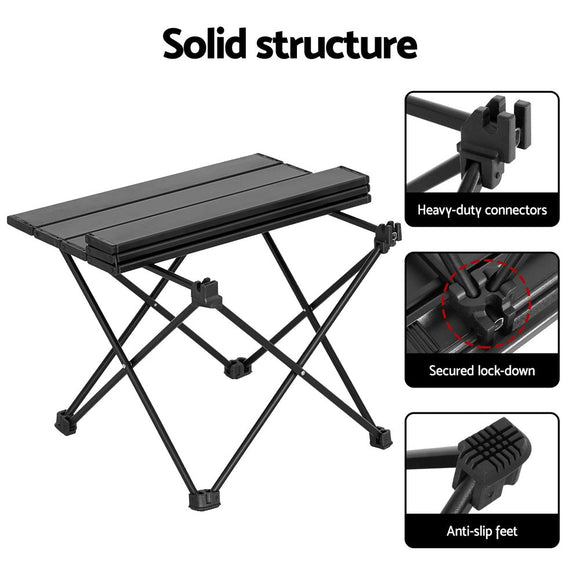 Weisshorn Folding Camping Table 40CM Roll Up Outdoor Picnic BBQ Aluminium Desk - RnR Galore