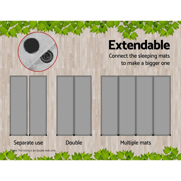 Weisshorn Self Inflating Mattress Camping Sleeping Mat Air Bed Double Set Grey - RnR Galore