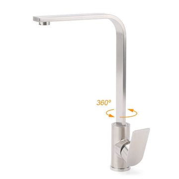 WELS Brushed Nickel Square Kitchen Sink Laundry Mixer 360º Swivel Faucet Tapware - RnR Galore