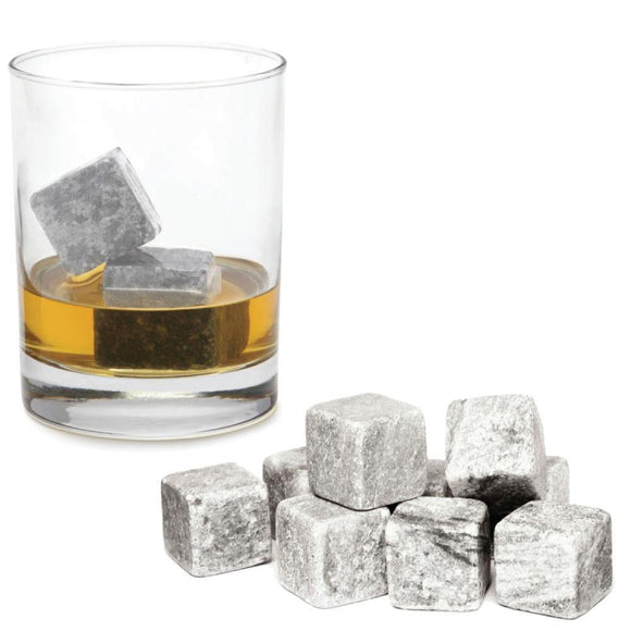 Whiskey Stones Ice Melts - 9 Reusable Natural Marble Chilling Scotch Rocks Cubes - RnR Galore