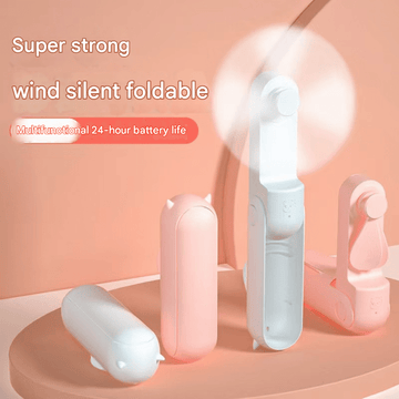 White 2 - in - 1 Foldable Mini Fan & Power Bank - Ultra - Compact USB Rechargeable Personal Fan - RnR Galore