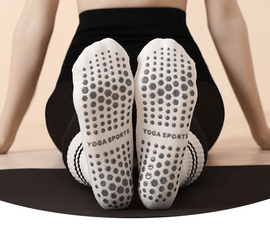 White (3 - Pack) Unisex Striped Non - Slip Grip Socks - Cotton Crew Socks for Yoga, Pilates & Home Workouts - RnR Galore