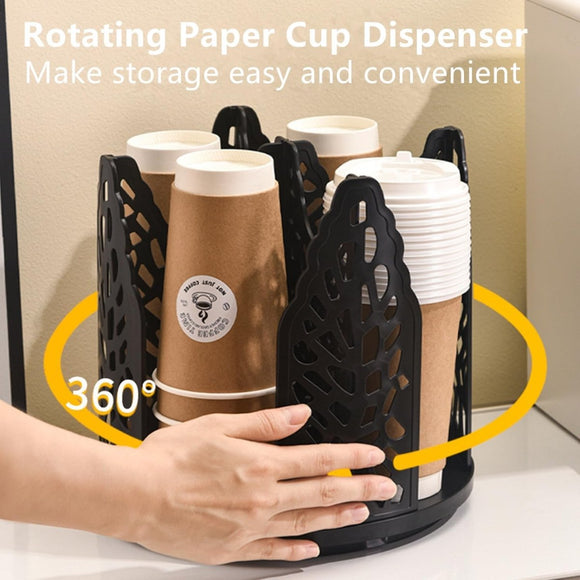 White 360°Rotating Multi - Scenario Countertop Storage Rack - Large Capacity 4 Compartment Holder for Coffee & Tea Cups - RnR Galore