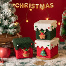 White and Green Luxe Plush Christmas Gift Box - Decorative Holiday Treat Box with Snowy Trim - RnR Galore