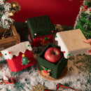 White and Green Luxe Plush Christmas Gift Box - Decorative Holiday Treat Box with Snowy Trim - RnR Galore