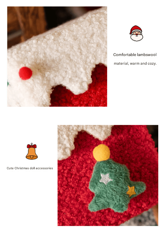 White and Green Luxe Plush Christmas Gift Box - Decorative Holiday Treat Box with Snowy Trim - RnR Galore