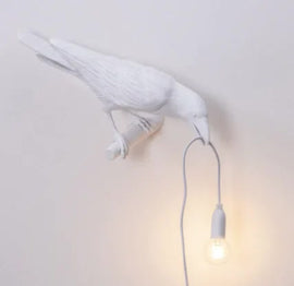 White Bird Left Wall Lamp Nordic Resin Bird Wall Lamp - Creative Animal Bedside Decorative USB Night Light, Stylish Bird Perched Lamp for Bedroom and Living Room - RnR Galore
