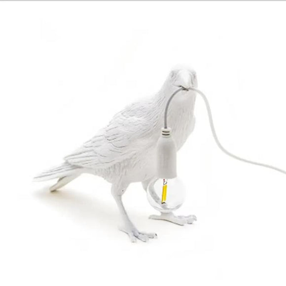 White Bird Left Wall Lamp Nordic Resin Bird Wall Lamp - Creative Animal Bedside Decorative USB Night Light, Stylish Bird Perched Lamp for Bedroom and Living Room - RnR Galore