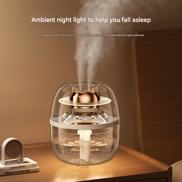 White Crystal Clear Dual Mist Humidifier - Ultrasonic Cool Mist & Quiet Operation with Ambient Night Light for Bedroom & Office - RnR Galore