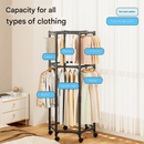 White double layer 360° Rotating Portable Garment Rack - Heavy Duty Rolling Clothes Stand with Wheels for Bedroom & Laundry - RnR Galore