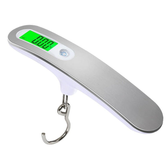 White Green light Portable Digital Luggage Scale 50kg High Precision Hanging Weigher with Backlit LCD Stainless Steel for Travel Home and Postal Use - RnR Galore